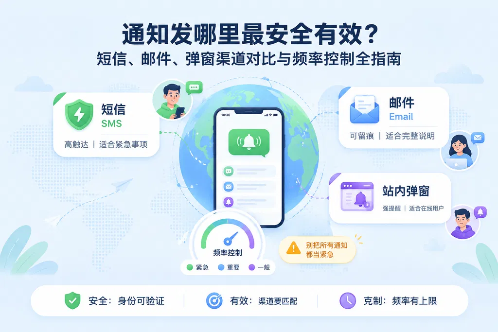通知发哪里最安全有效？短信、邮件、弹窗渠道对比与频率控制全指南