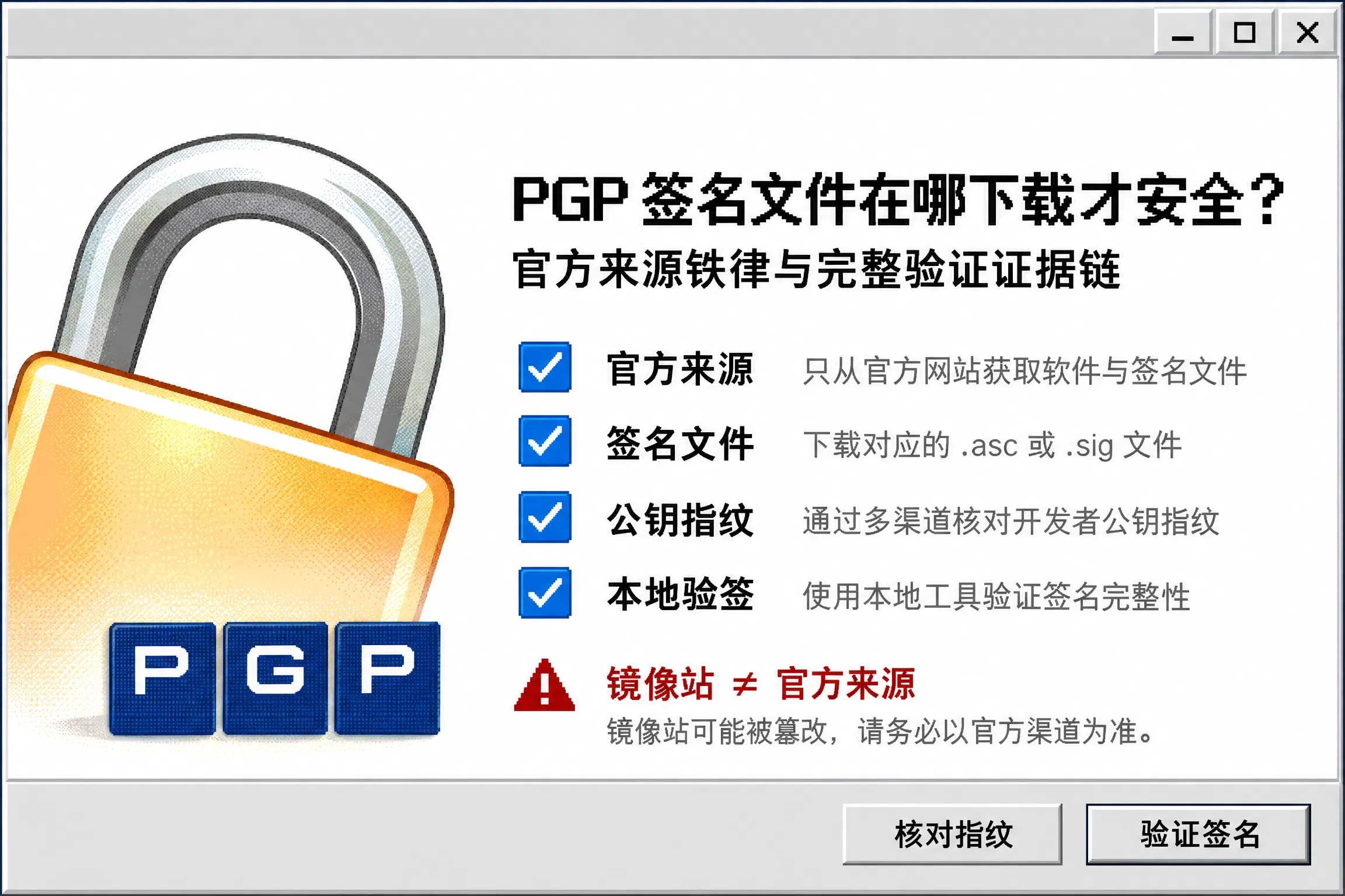 PGP 签名文件在哪下载才安全？官方来源铁律与完整验证证据链